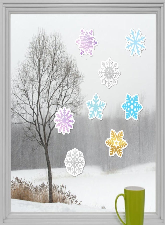 Topabel 60 Pcs Winter Snowflakes Envelope Seals Sticker 1 2 3 Inch Self Adhesive Colorful Snowflakes for Christmas Holiday Envelope Seals Activities Classroom Happy New Year Window Wall Decals - Image 3